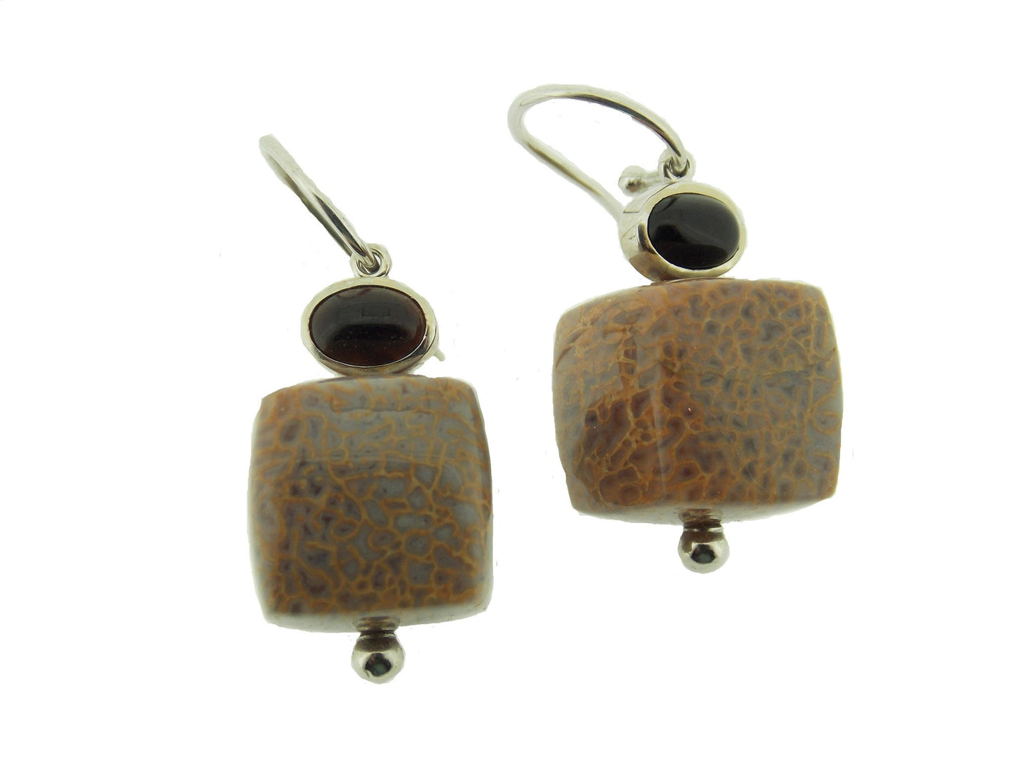 Fossilized Dinosaur Cube Earrings