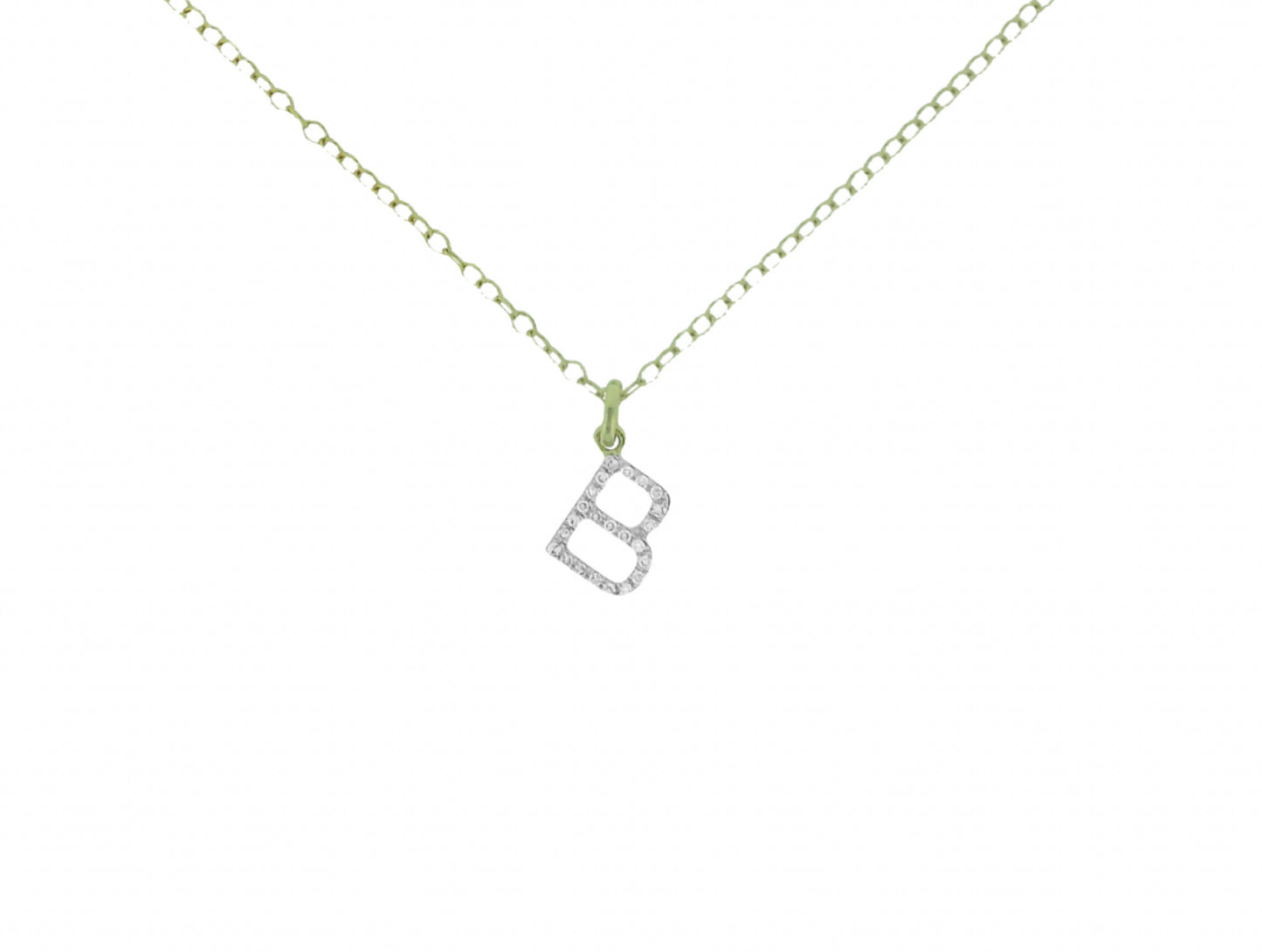 Initial B Diamond Charm with Chain