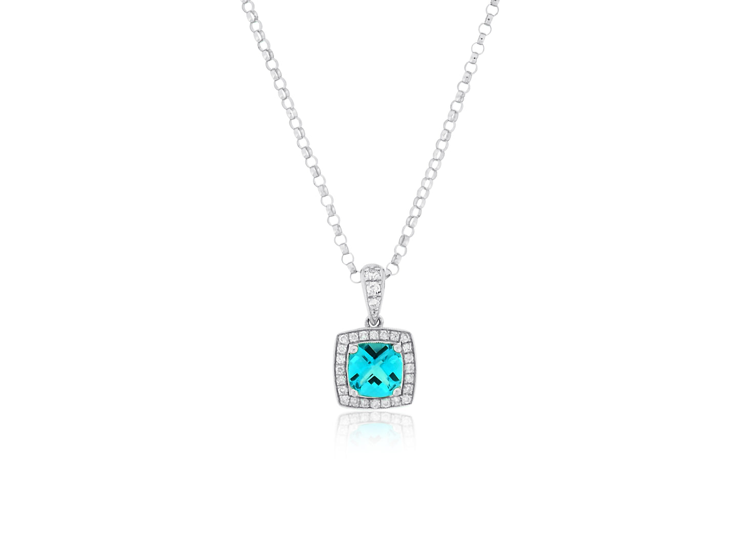 Blue Topaz and Diamond Pendant