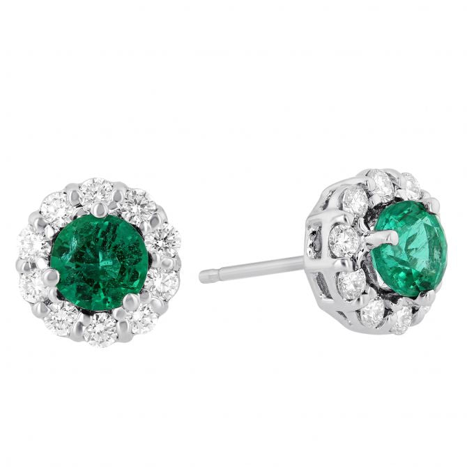 Emerald and Diamond Stud Earrings