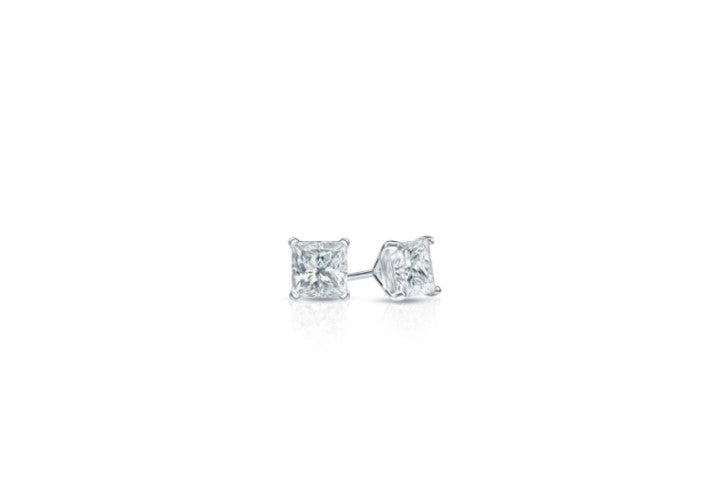 Half Carat Princess Cut Diamond Earrings