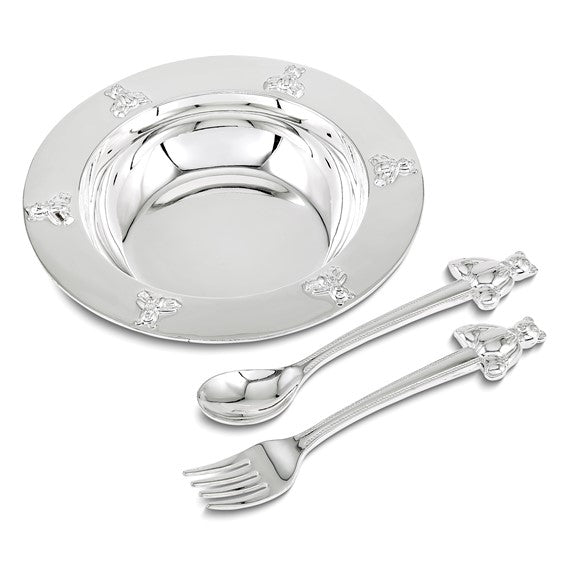 Baby Teddy Bear Bowl and Silverware Set