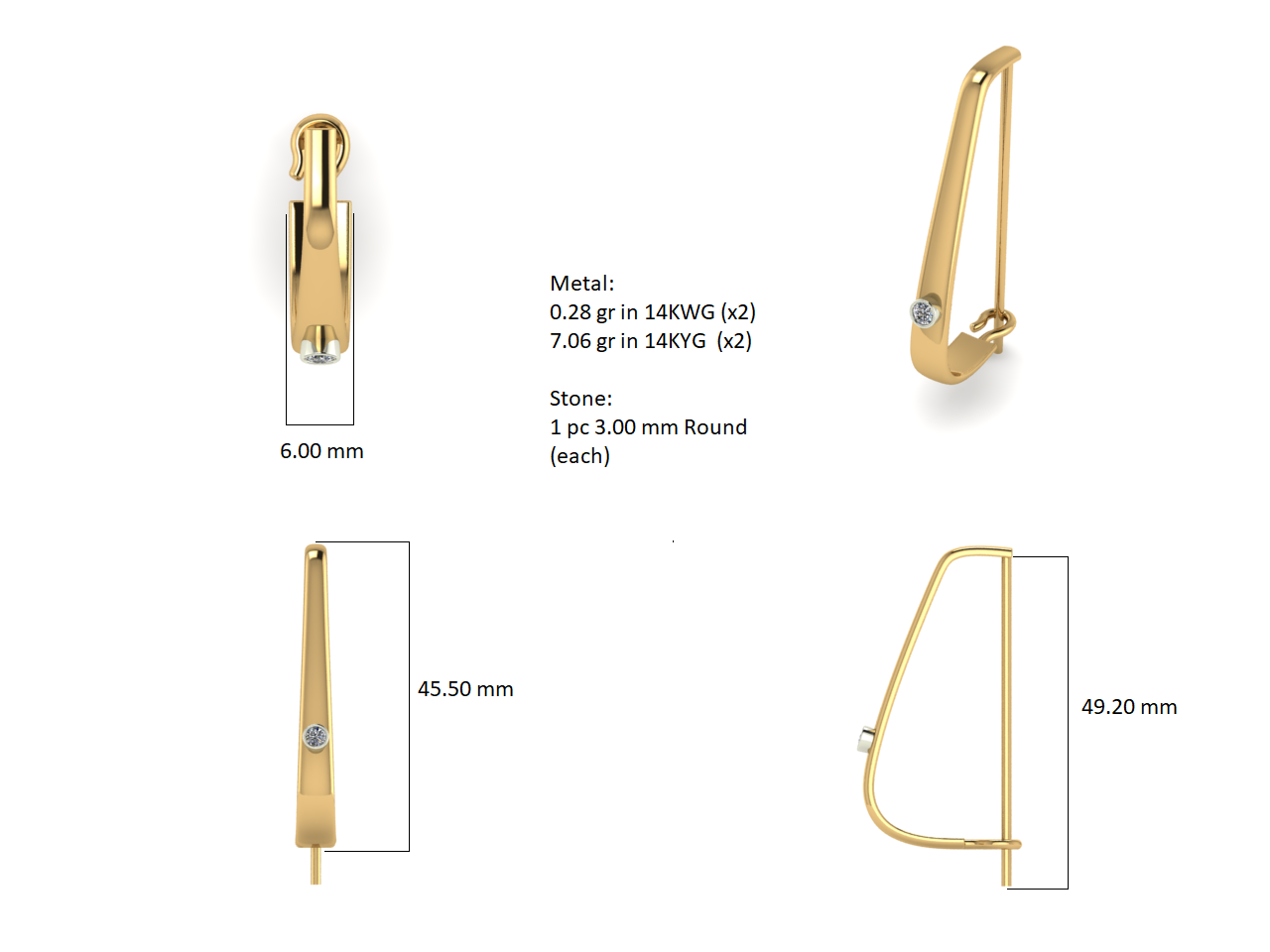 Golden Diamond Drop Earrings