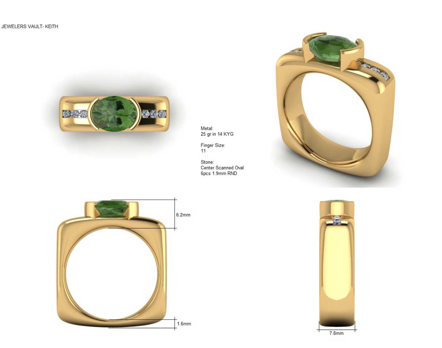 Custom Green Tourmaline Ring