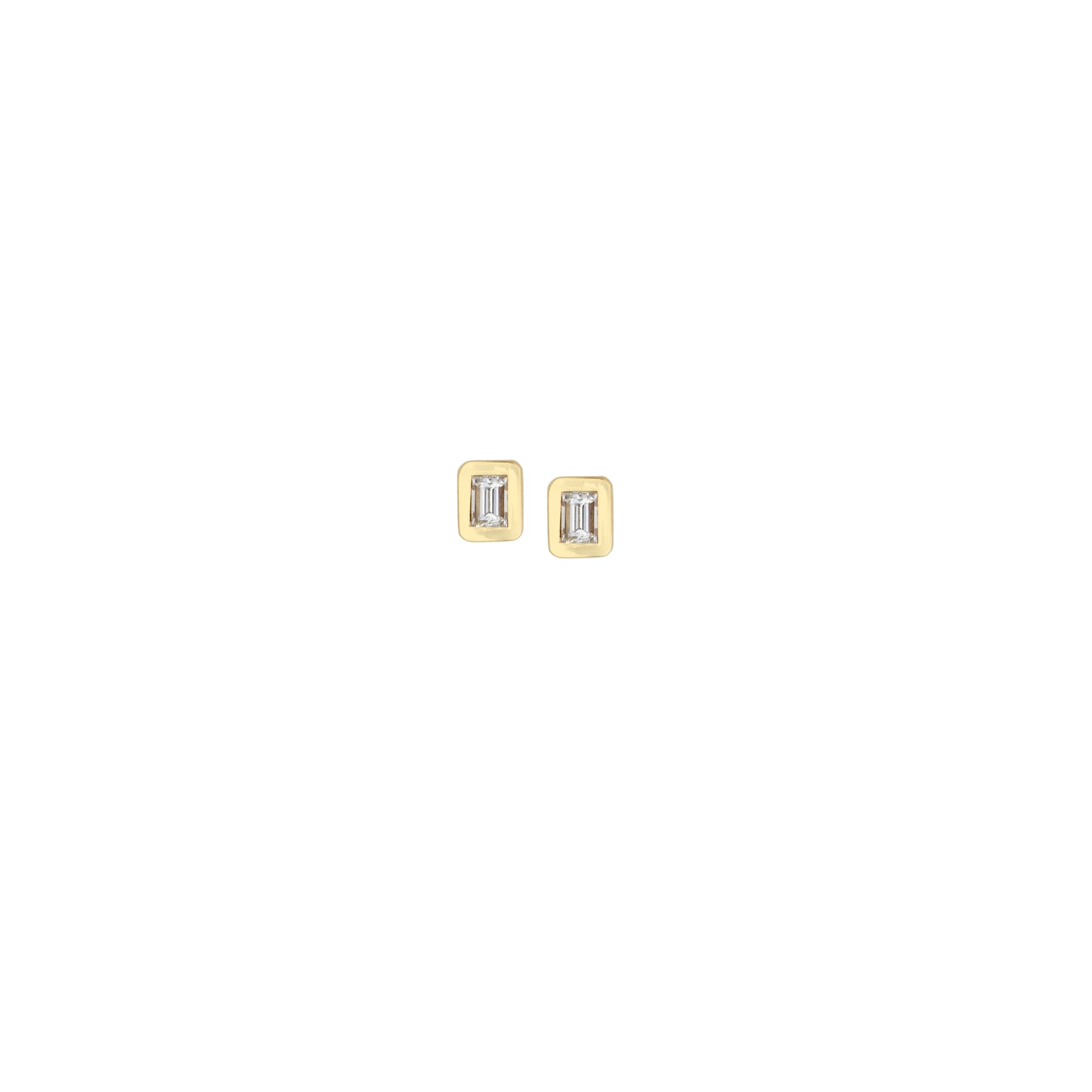 Diamond Studs Rectangular in Yellow Gold