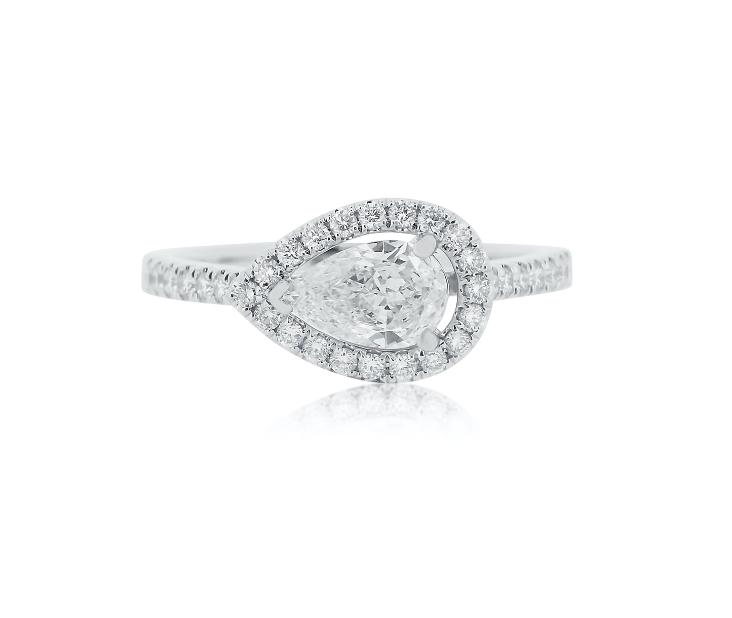 Pear Diamond Horizontal Halo Ring
