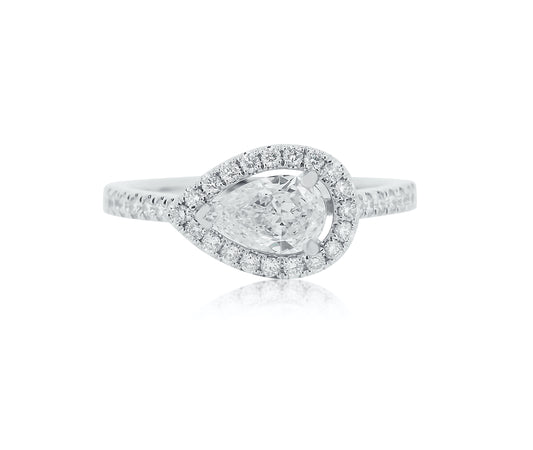 Pear Diamond Horizontal Halo Ring