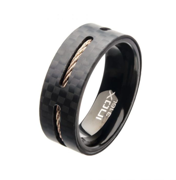 Mens Cable Inlay Ring