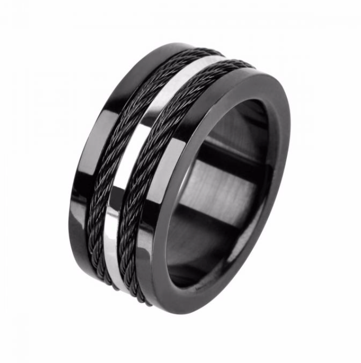 Mens Multiple Cable Steel Band Ring