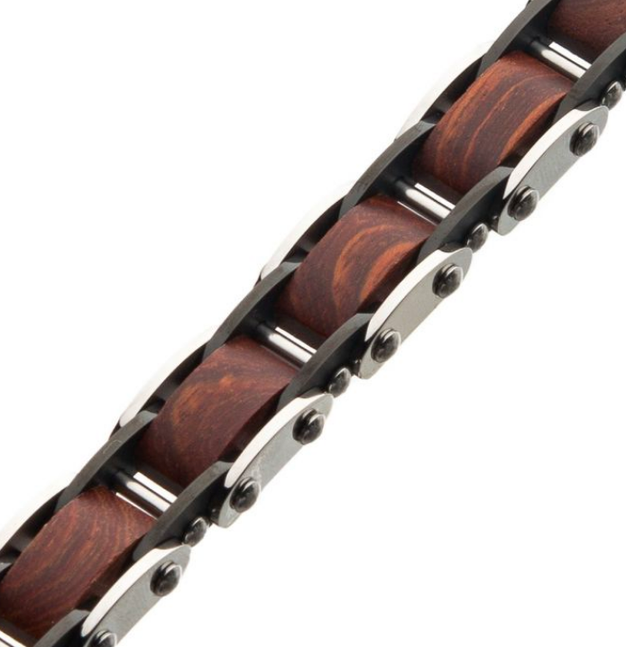 Mens Sandalwood and Stainless Steel Bracelet