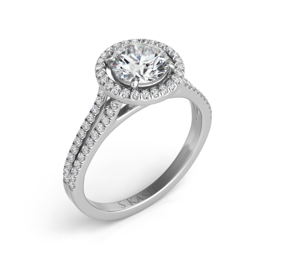 Split Band Halo Diamond Engagement Semi Mount