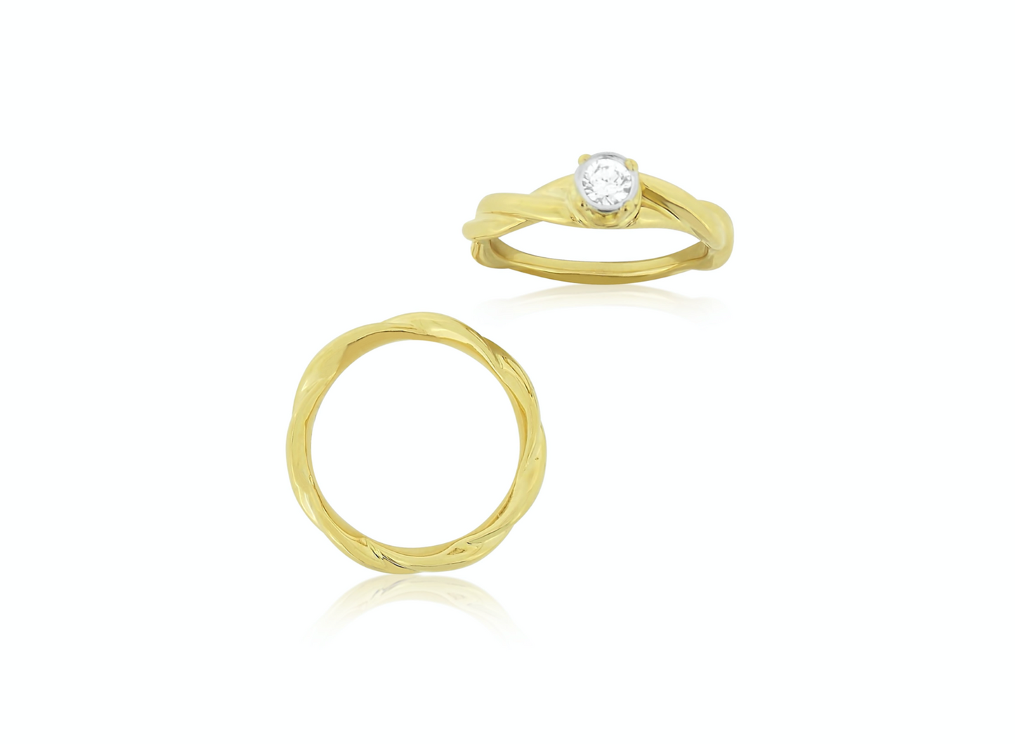 Yellow Gold Bezel Wedding Set