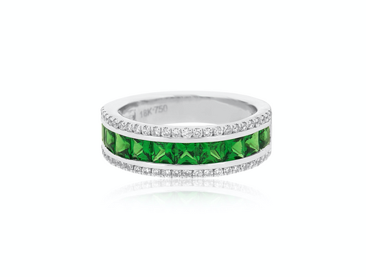 Tsavorite and Diamond Band