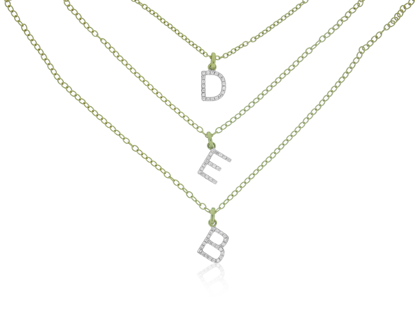 Initial B Diamond Charm with Chain