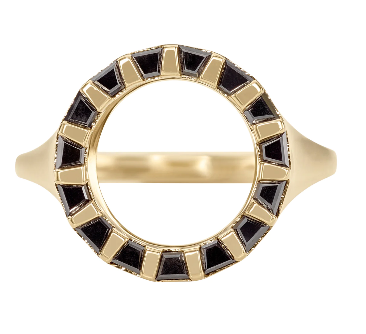 Sphinx Trapeze Black Diamond & Gold Bar Statement Ring
