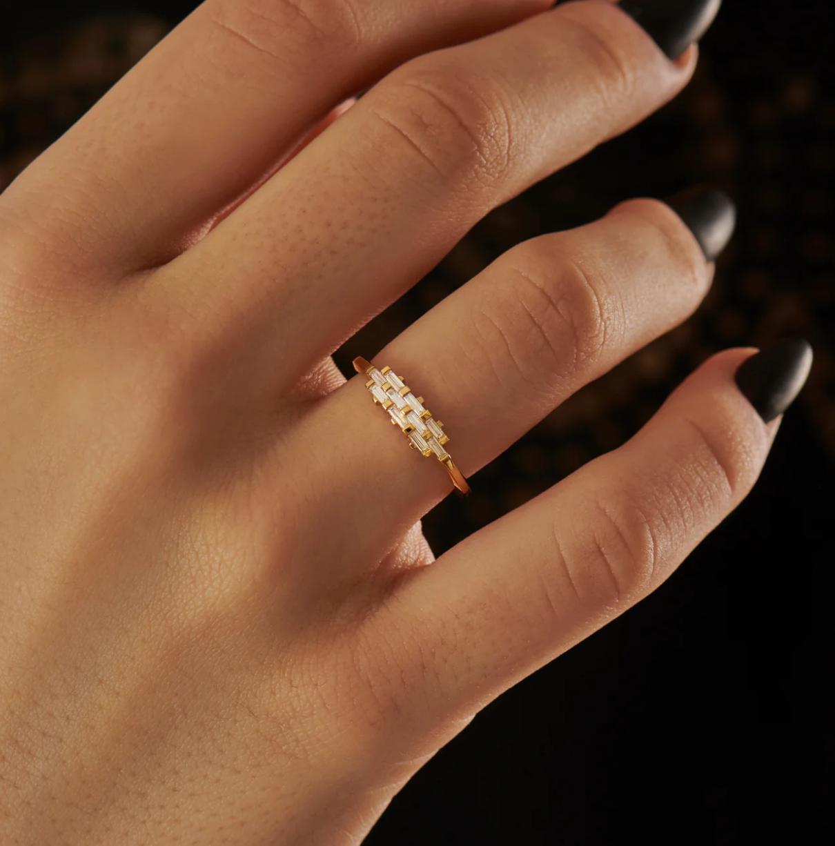 Woven Baguette Diamond Ring