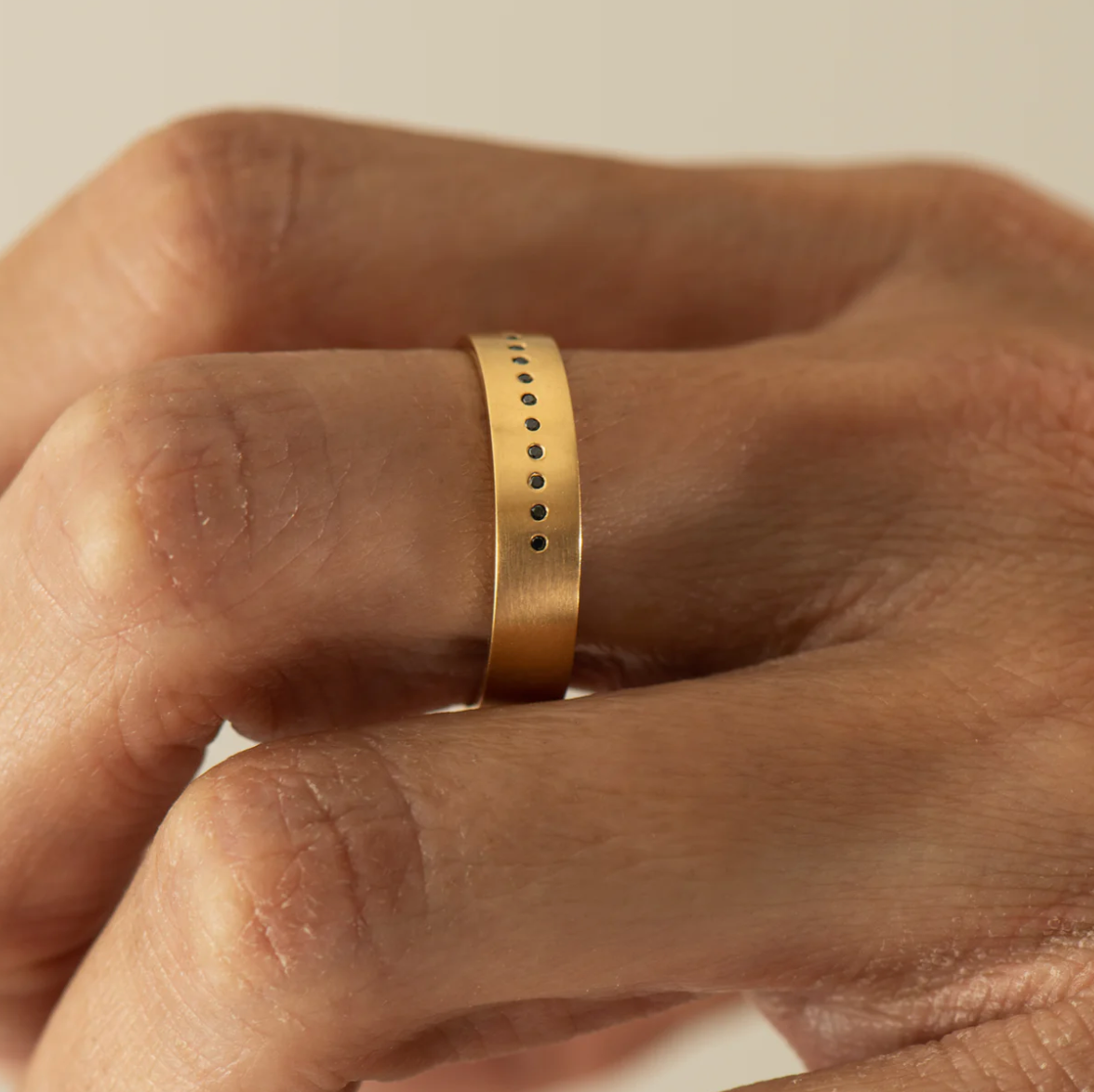 Dice Unisex Black Diamond Wedding Band