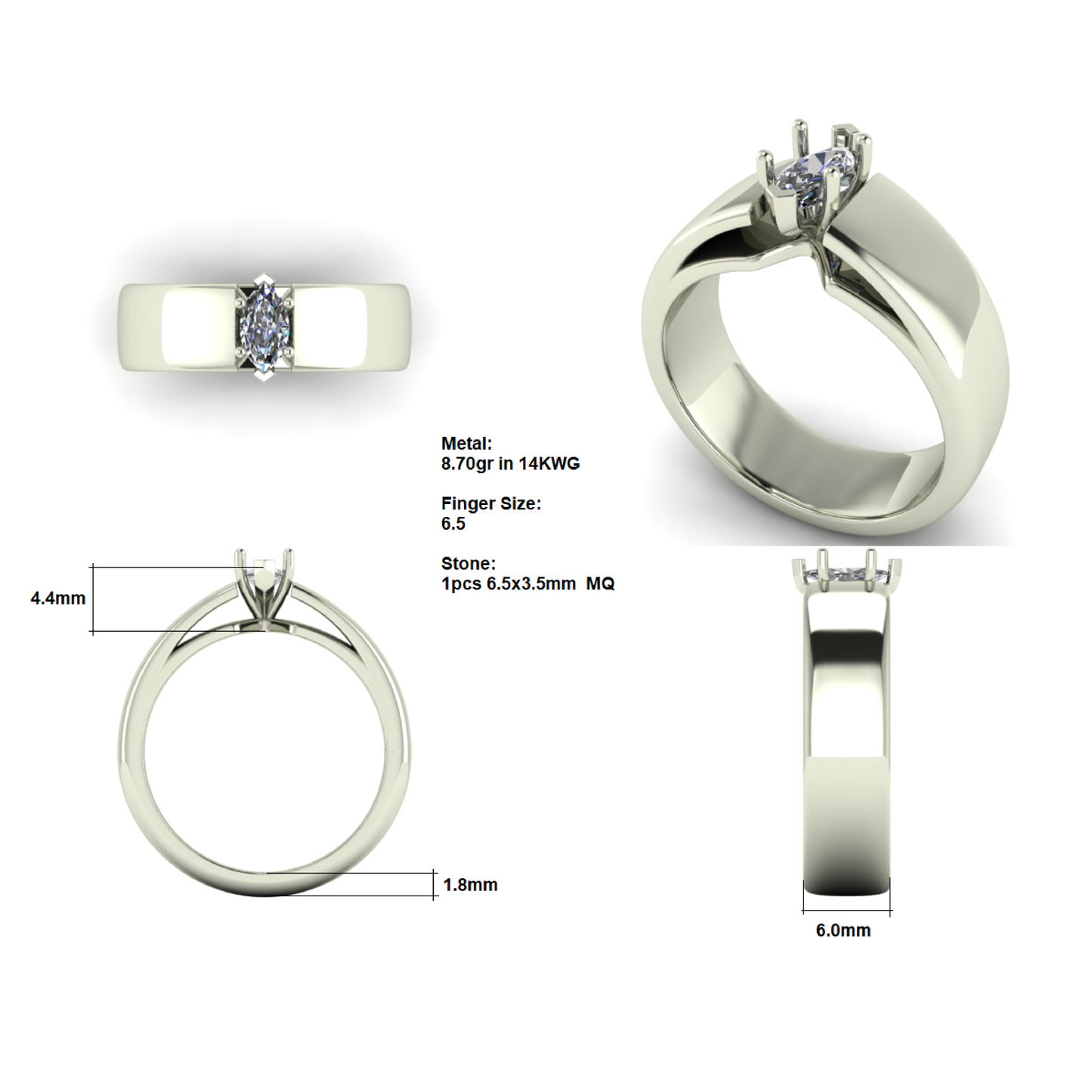 Solitaire Brushed Custom Ring