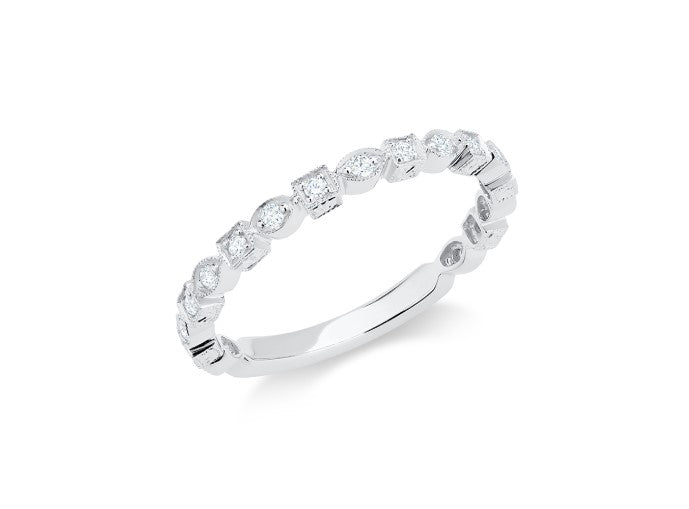 Alternating Milgrain Diamond Band