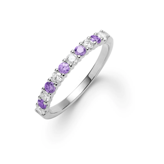 Amethyst and Diamond Stacking Band