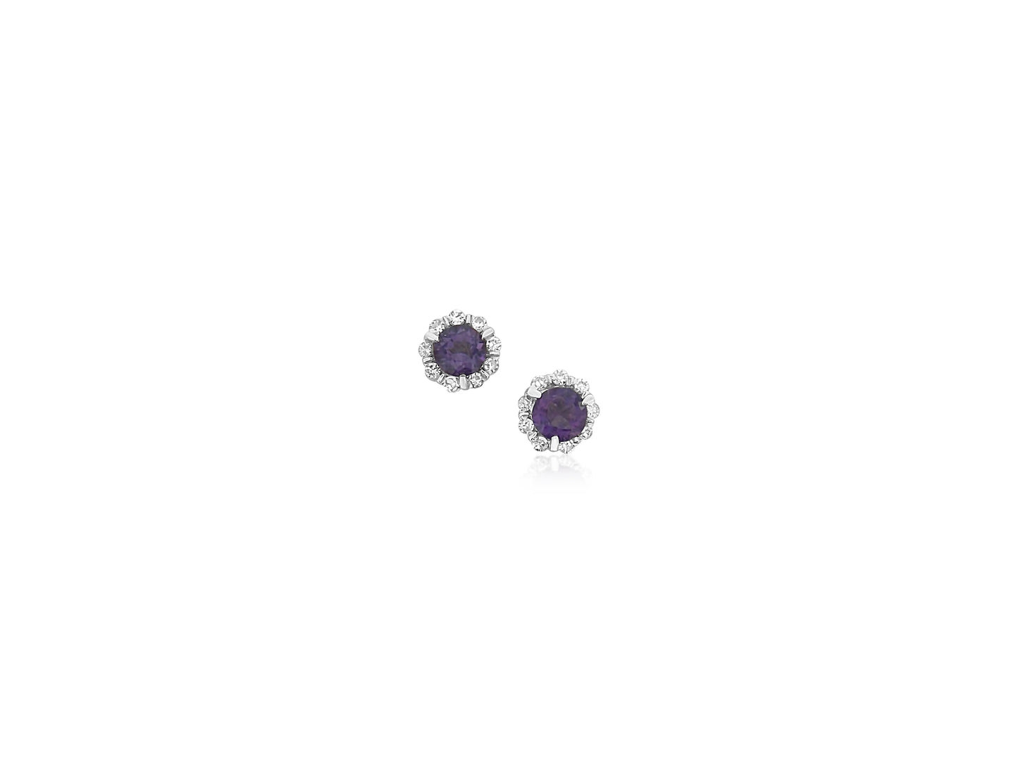 Amethyst and Diamond Stud Earrings