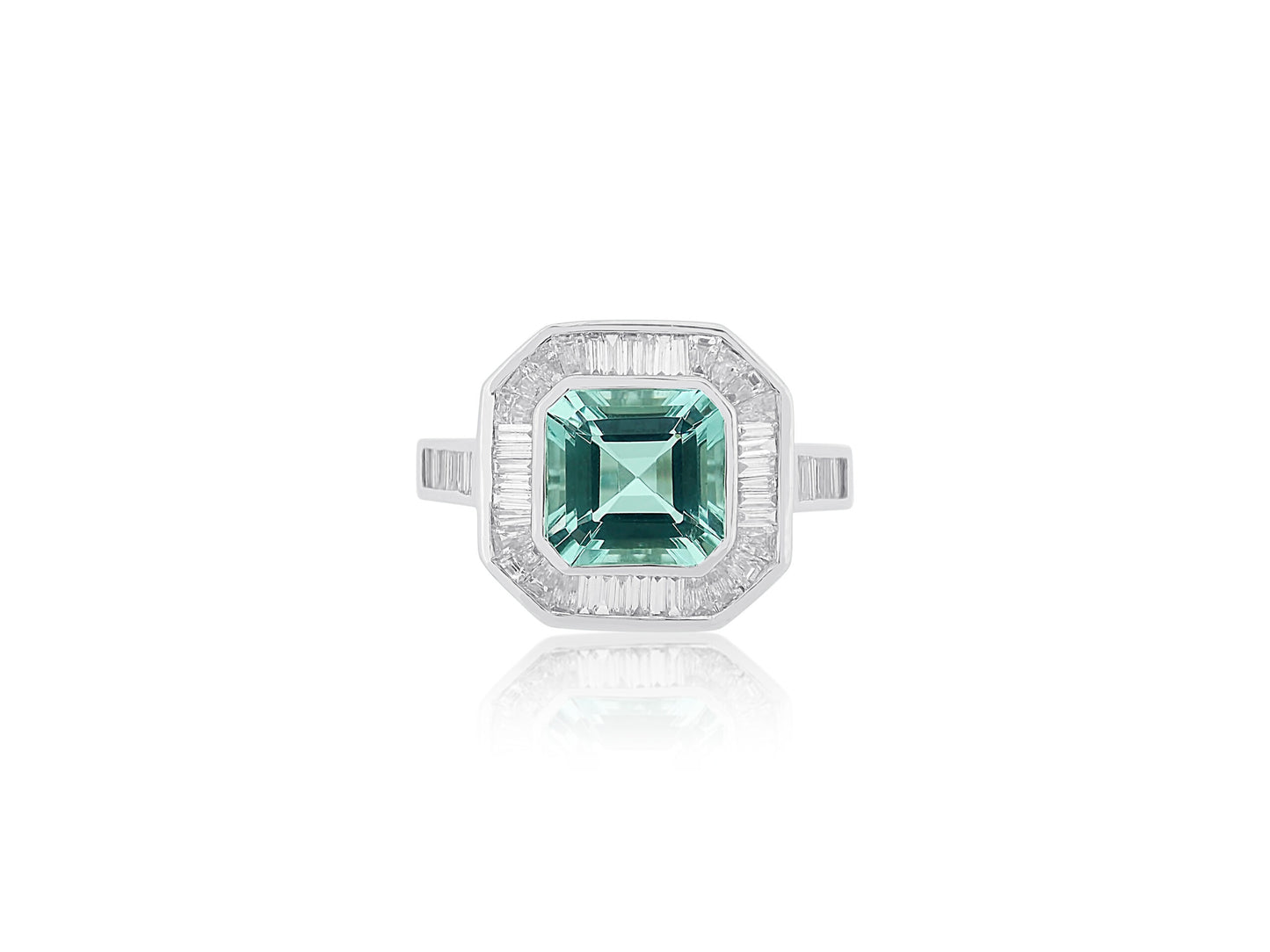 Aquamarine Asscher Cut Ring