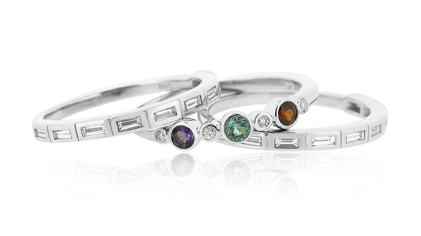 Mother Rings with Stacking Baguette Bands