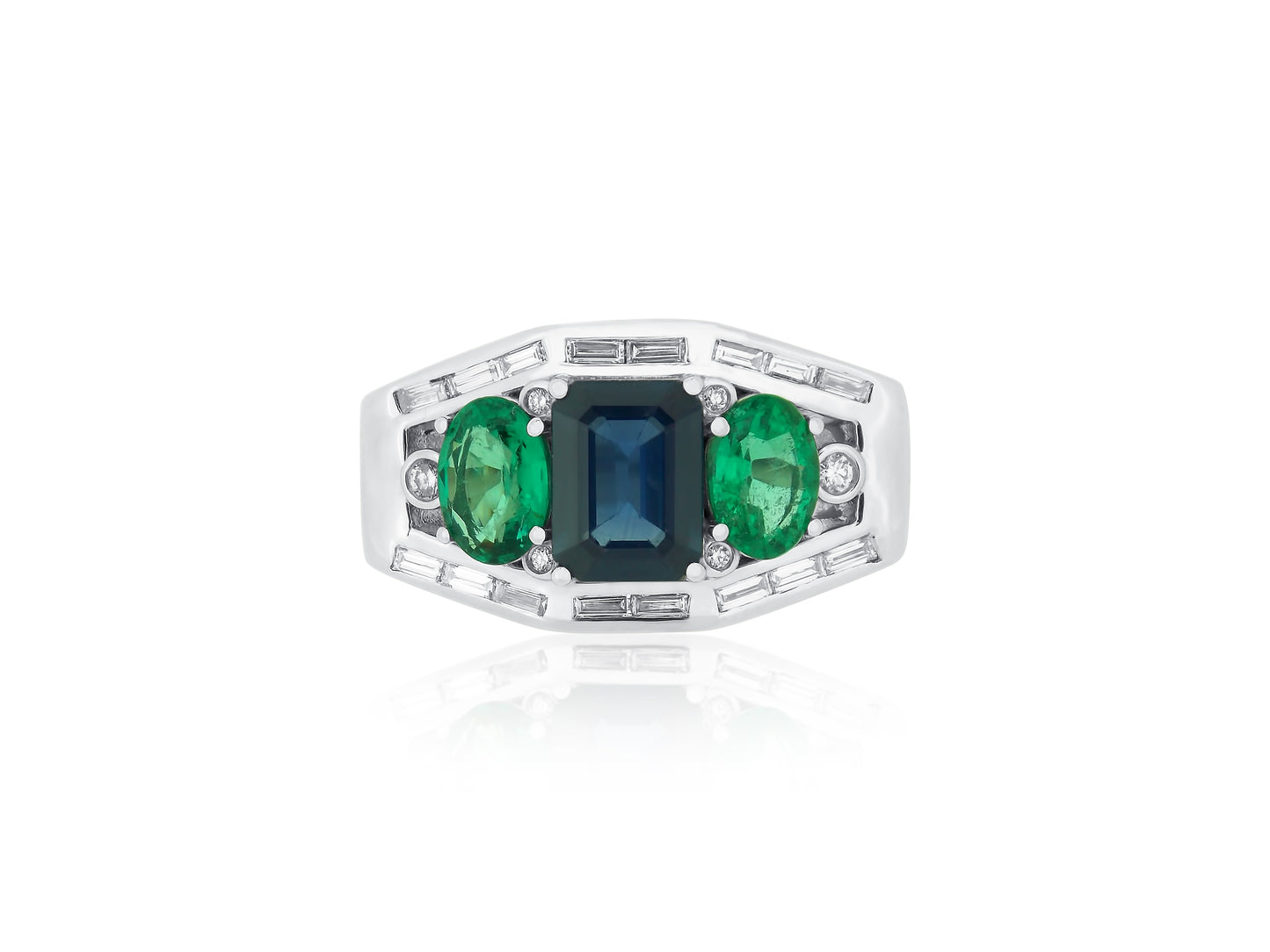 Custom Diamond and Emerald Ring