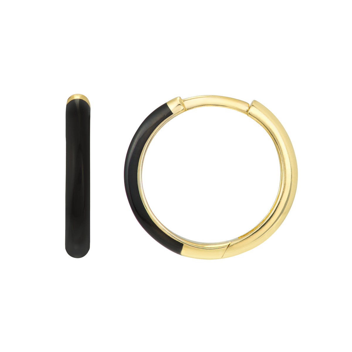 Black and Gold Enamel Hoop Earrings