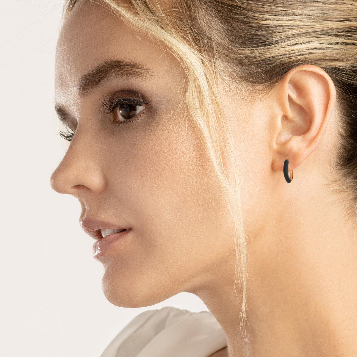 Black and Gold Enamel Hoop Earrings