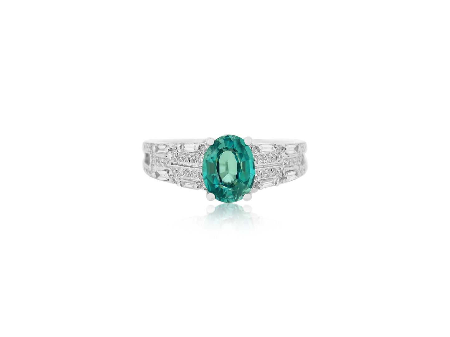 Blue Zircon Diamond Ring