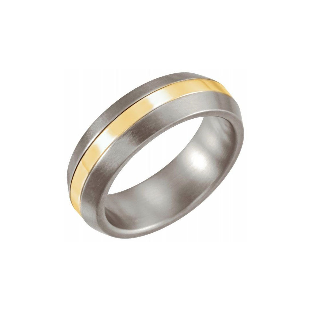 Titanium and 14kt Yellow Gold Inlay Band