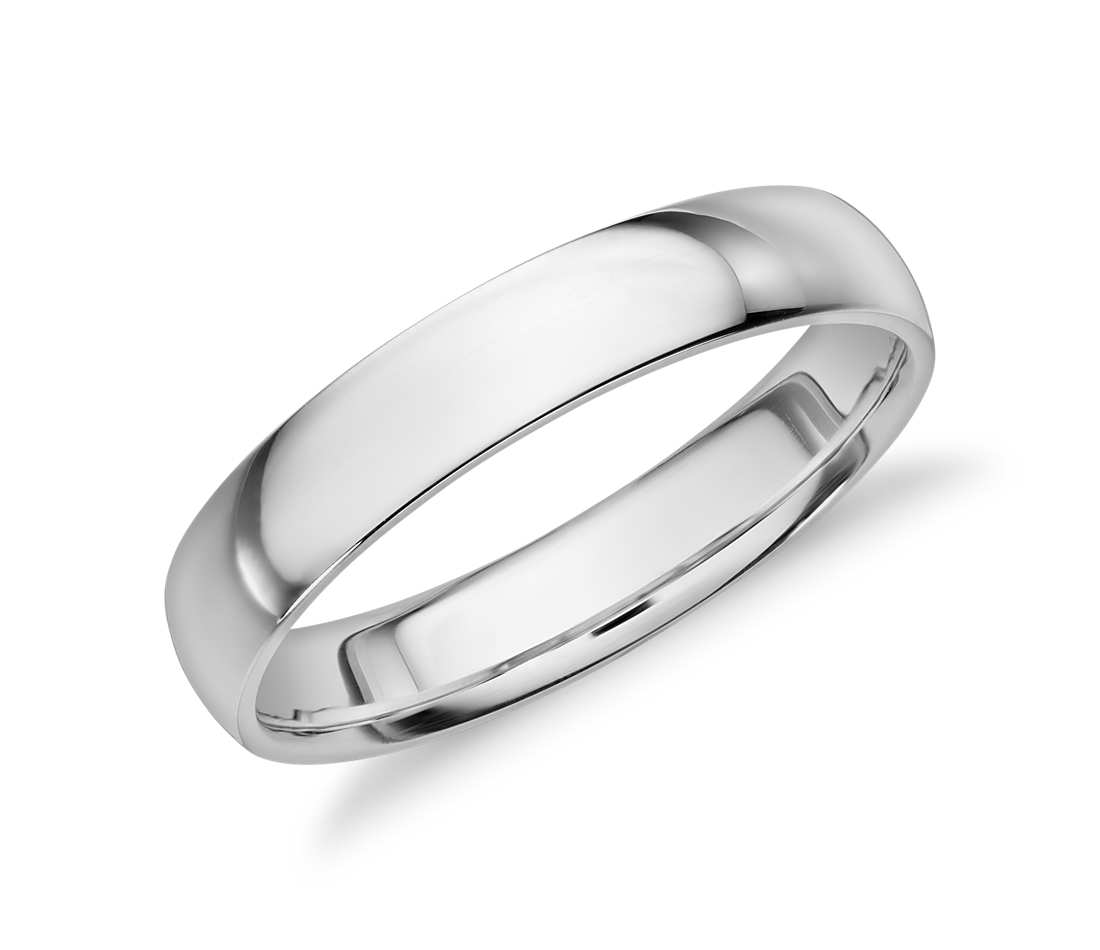 Polished White Gold Wedding Band