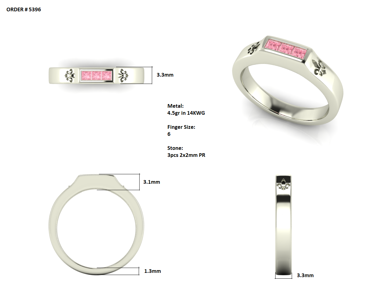 Custom Engagement Ring with Pink Sapphires