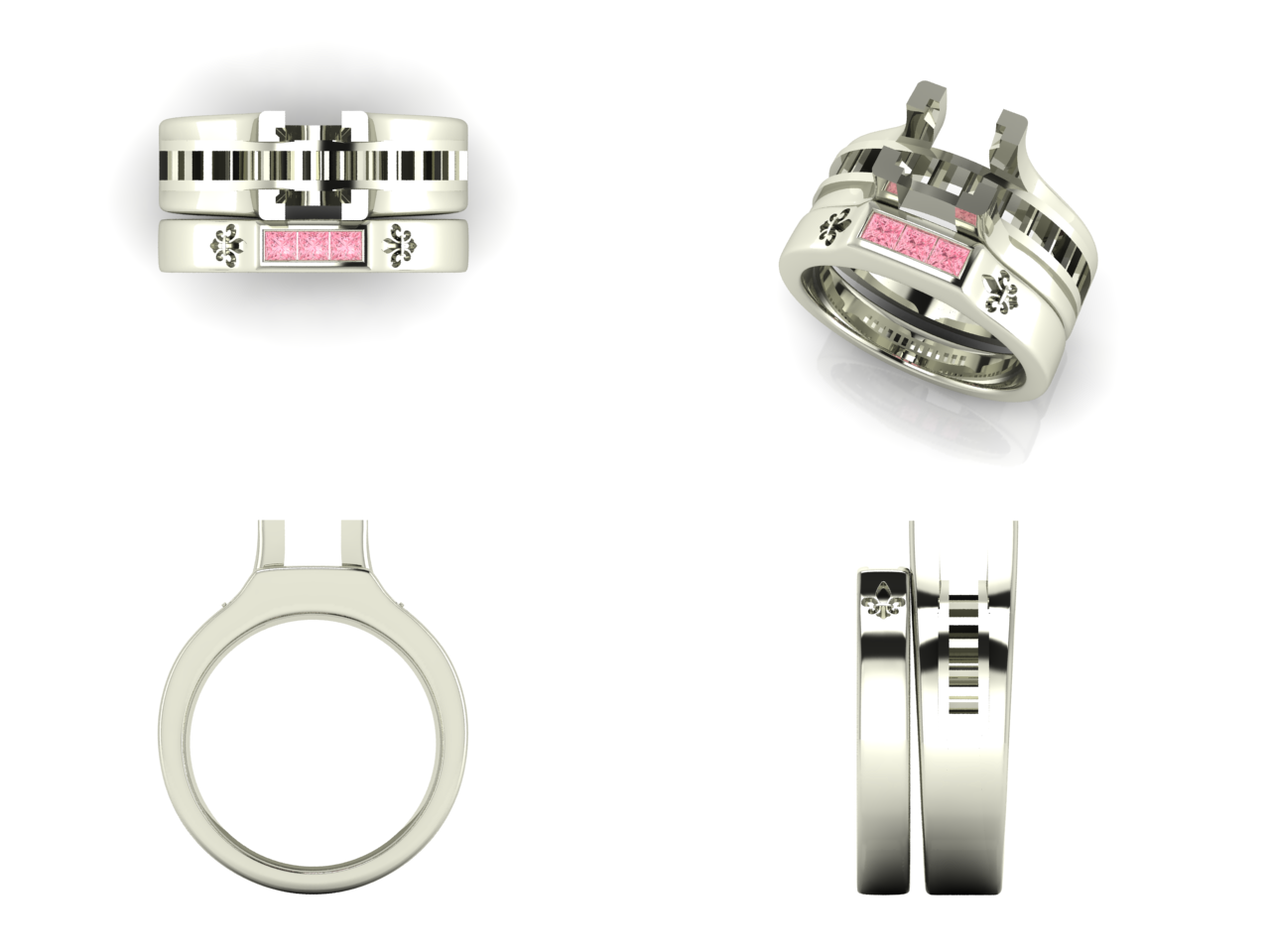 Custom Engagement Ring with Pink Sapphires