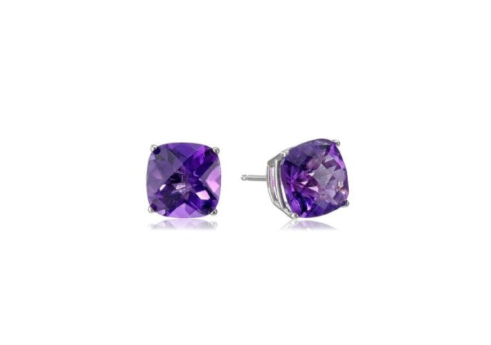 Amethyst Cushion Cut Earrings