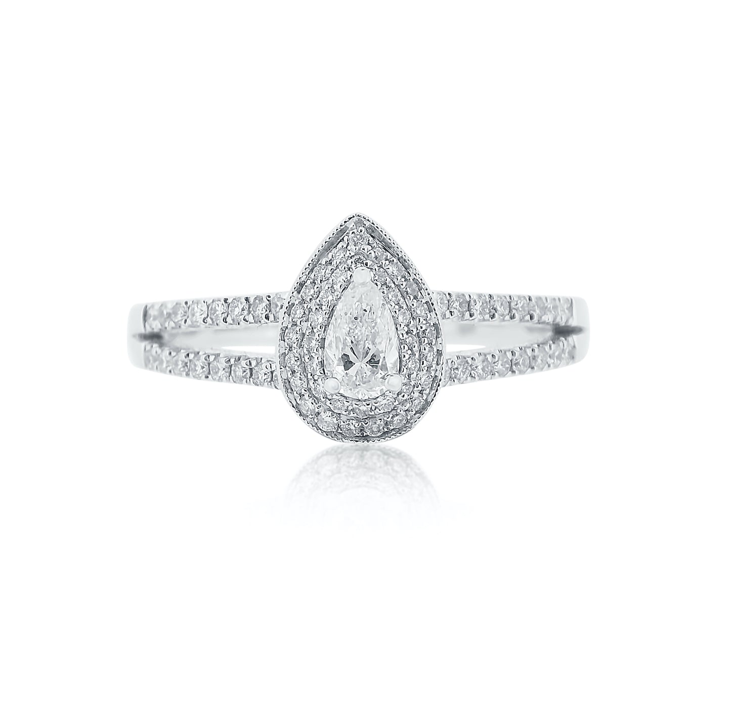 Pear Diamond Ring with Double Halo