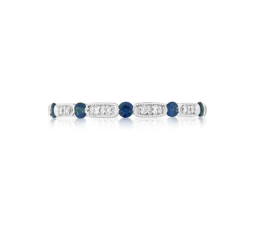 Milgrain Sapphire and Diamond Band