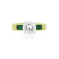 Custom Round Diamond and Emerald Ring