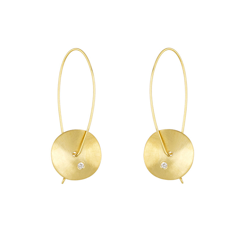 Diamond Disc Gold Earrings