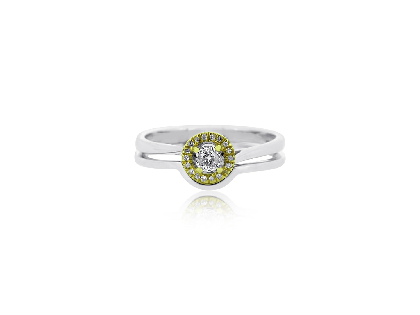 Diamond Gold Halo Wedding Set