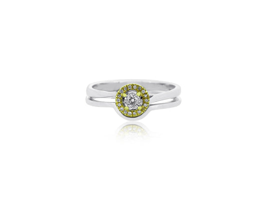 Diamond Gold Halo Wedding Set