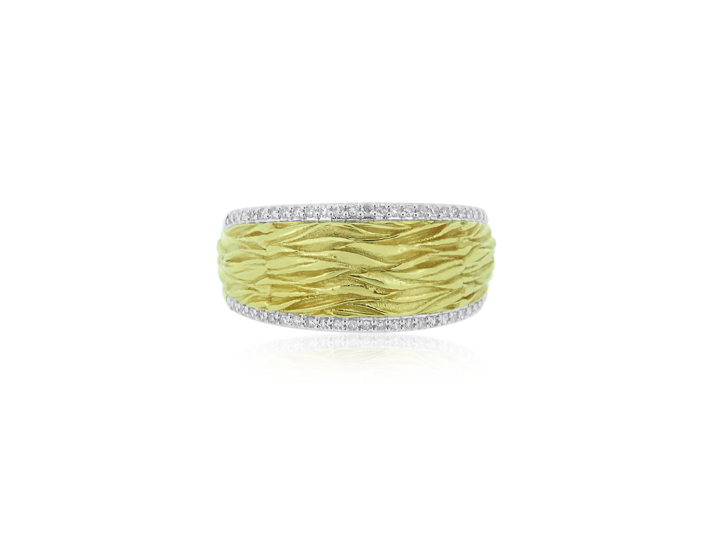 Gold and Diamond Wide Wave Ring