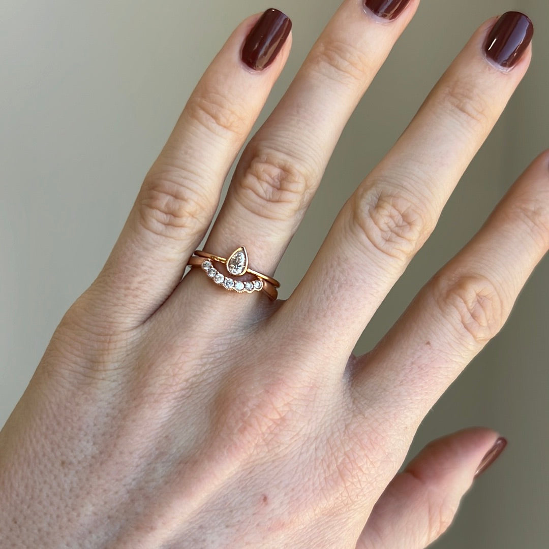 Curved Diamond Rose Gold Band