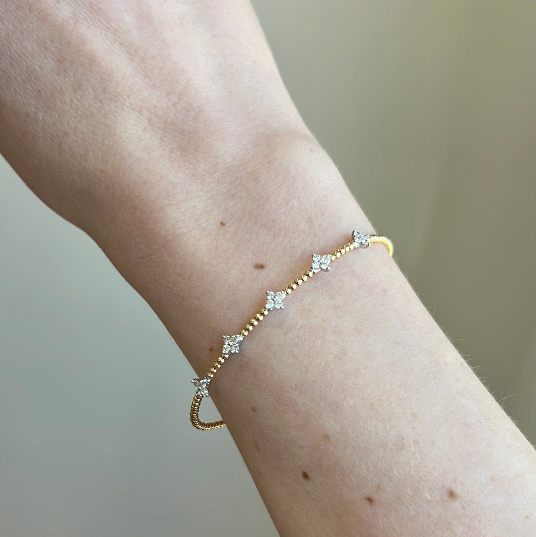 Diamond Cluster Gold Braclet