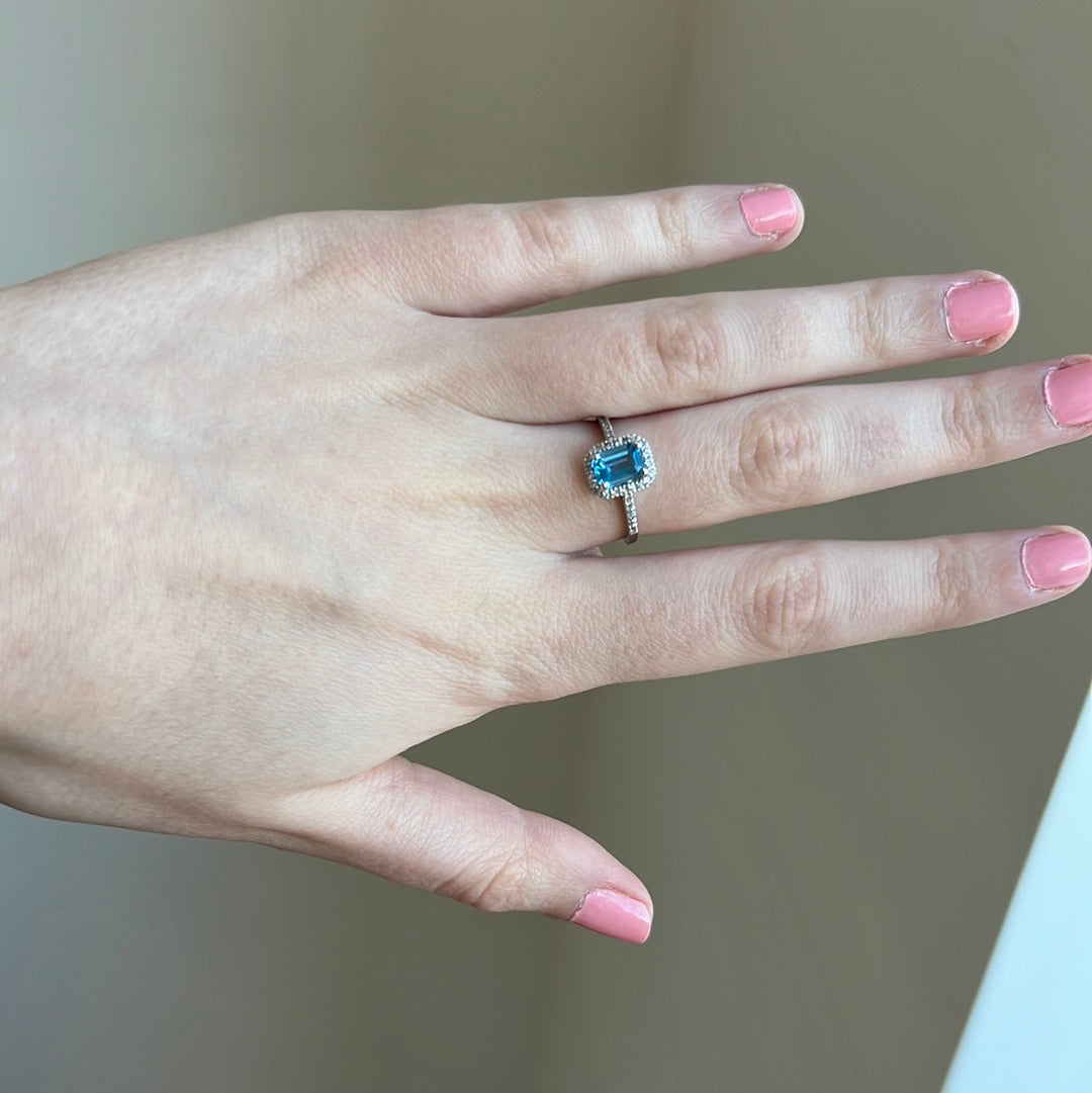 Blue Topaz Diamond Ring