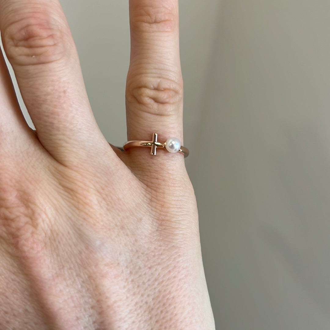 Rose Gold Cross with Pearl