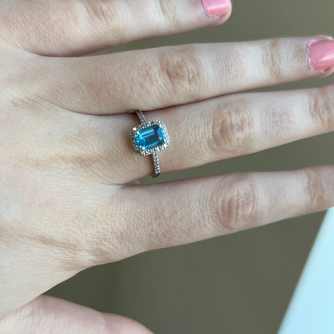Blue Topaz Diamond Ring