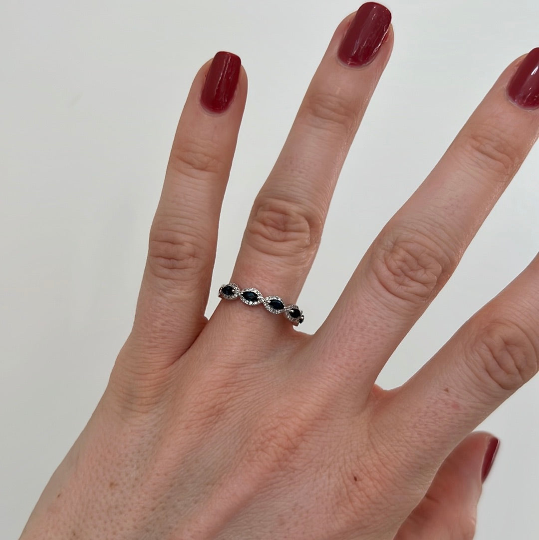 Sapphire Diamond Halo Band