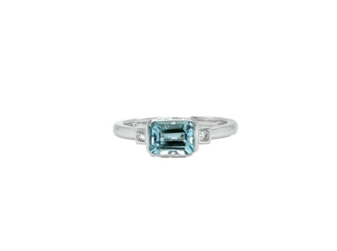 Aquamarine and Diamond Ring